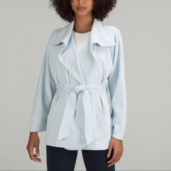 Lululemon Soft Streme Wrap Belted Sweater in Powder Blue Size M/L - Picture 1 of 16